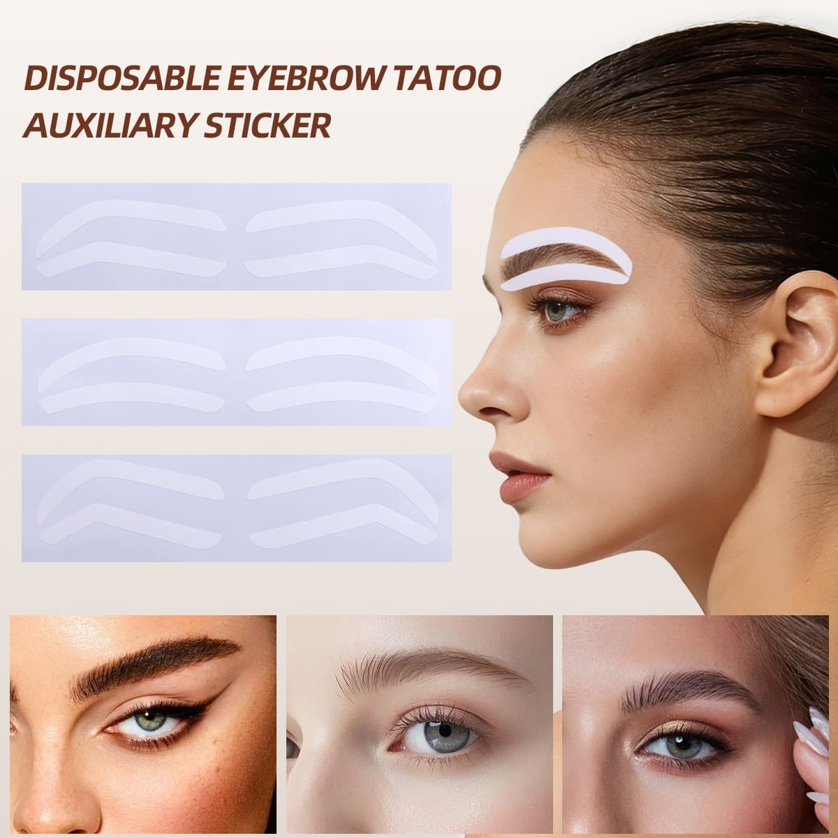 Cross-border Eyebrow Tattoo Disposable Positioning Sticker Adjustable Eyebrow Shape Guide for Drawing, Dyeing, Spraying, and Eyebrow Tattoo Makeup