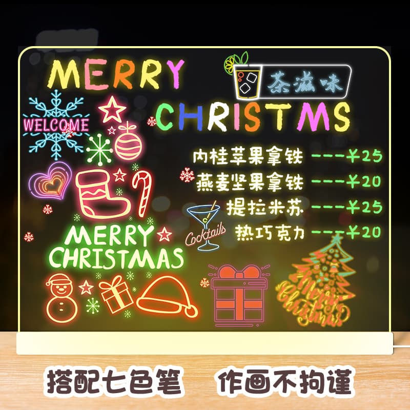 Erasable Transparent Acrylic Glowing Advertising Board For Stalls And Offices Customizable Messages High Visibility