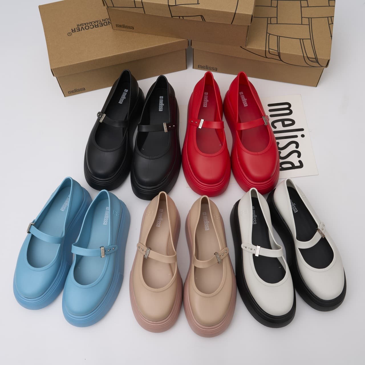2026 New Melissa Women's Chunky Sole Mary Jane Shoes Jelly Shoes Flat Round Toe Fashion Versatile Women's Shoes