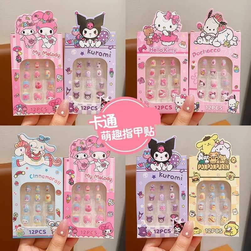 Children's Wearable Nail Stickers Kuromi Girls Removable Cute Nail Stickers Cartoon Toy Nail Stickers Wholesale