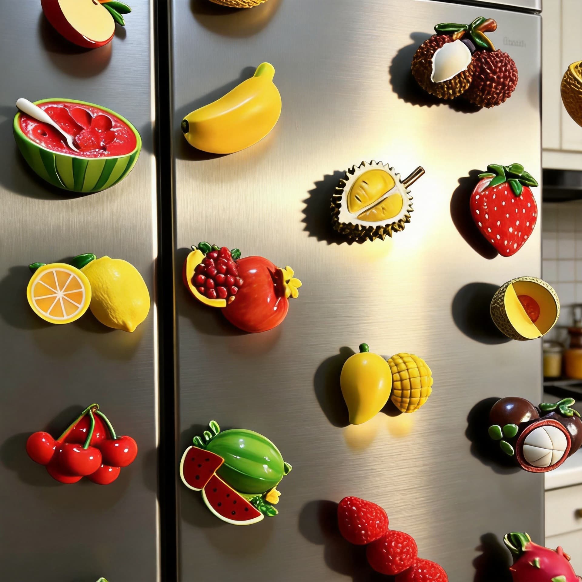 Internet Celebrity Realistic Fruit Fridge Magnets 3D Magnetic Stickers Personalized Creative Home Decoration Magnets