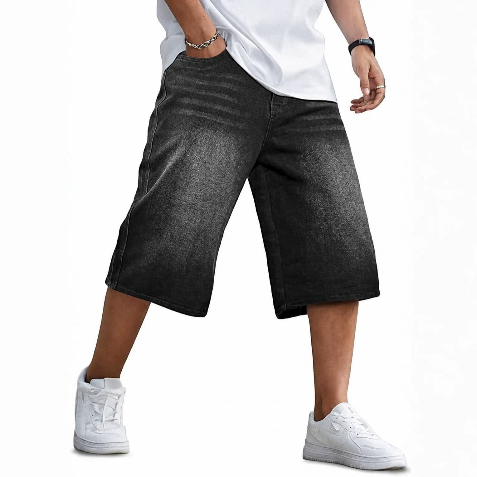 Cross-border Europe and America foreign trade factory direct dropshipping slim fit fashion distressed Y2K denim shorts men's clothing