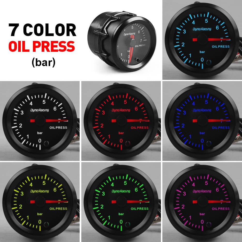 12V Car Modification Oil Pressure Gauge 52MM Colorful High-Speed Stepper Motor Racing Dedicated Instrument 0-7bar