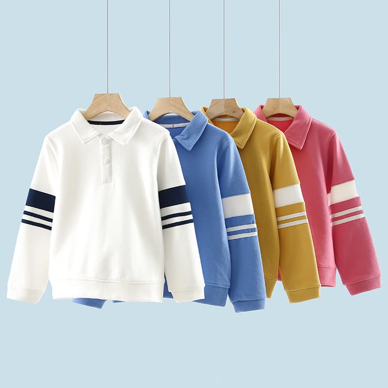 Children's Polo Shirt Boys' Sweatshirt Spring Autumn Kids Wear Teen Boys T-Shirt Wholesale Girls Turn-down Collar Top Trendy