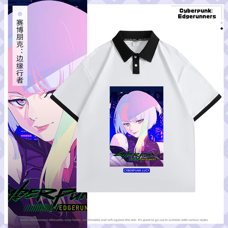 Cyberpunk Edgerunners Lucy Unisex Plus Size Casual Student Polo Short Sleeve T-Shirt Summer