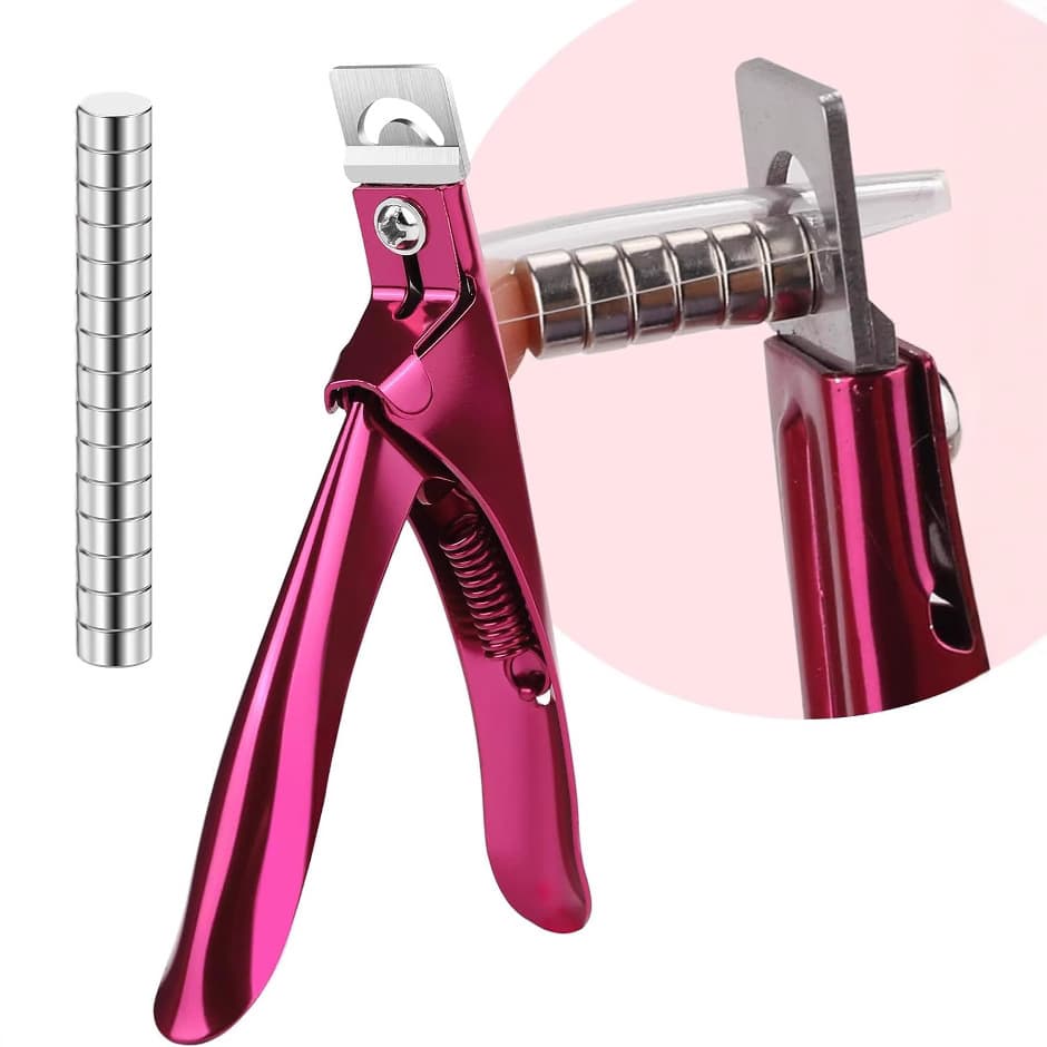 Magnetic Nail Clipper, Rose Red U-Shape, Stainless Steel
