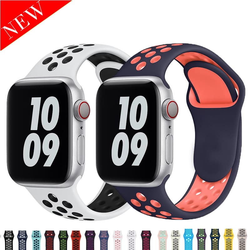 Compatible Apple Watch 8 Nike Sport Silicone iWatch 7 Two-Tone Replacement Strap