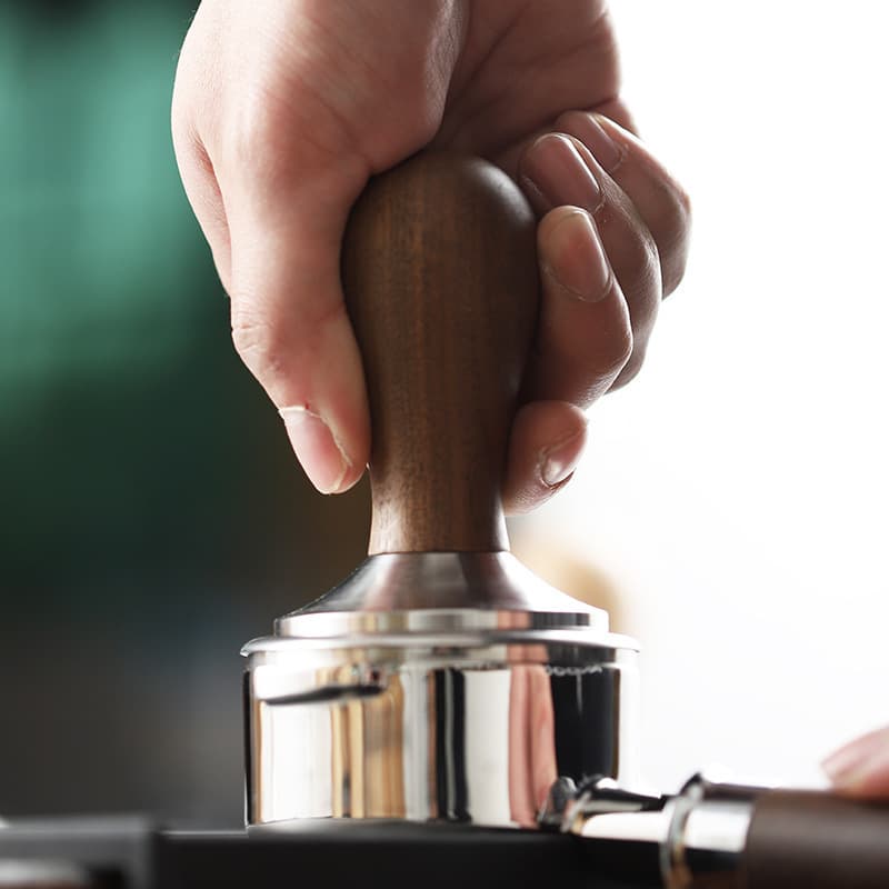 Stainless Steel Coffee Tamper with Threaded Wood Handle, Espresso Machine Tamper, 51/53/58mm