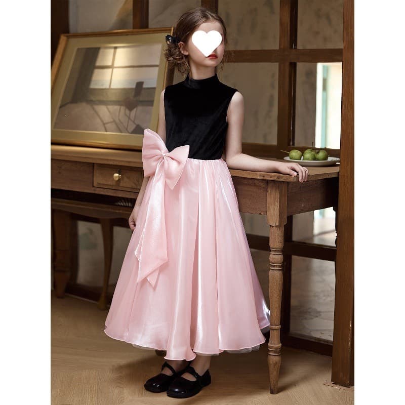 Sleeveless Girls Dress 2026 New Flower Girl Runway Kids Birthday Princess Dress Host Piano Performance Costume