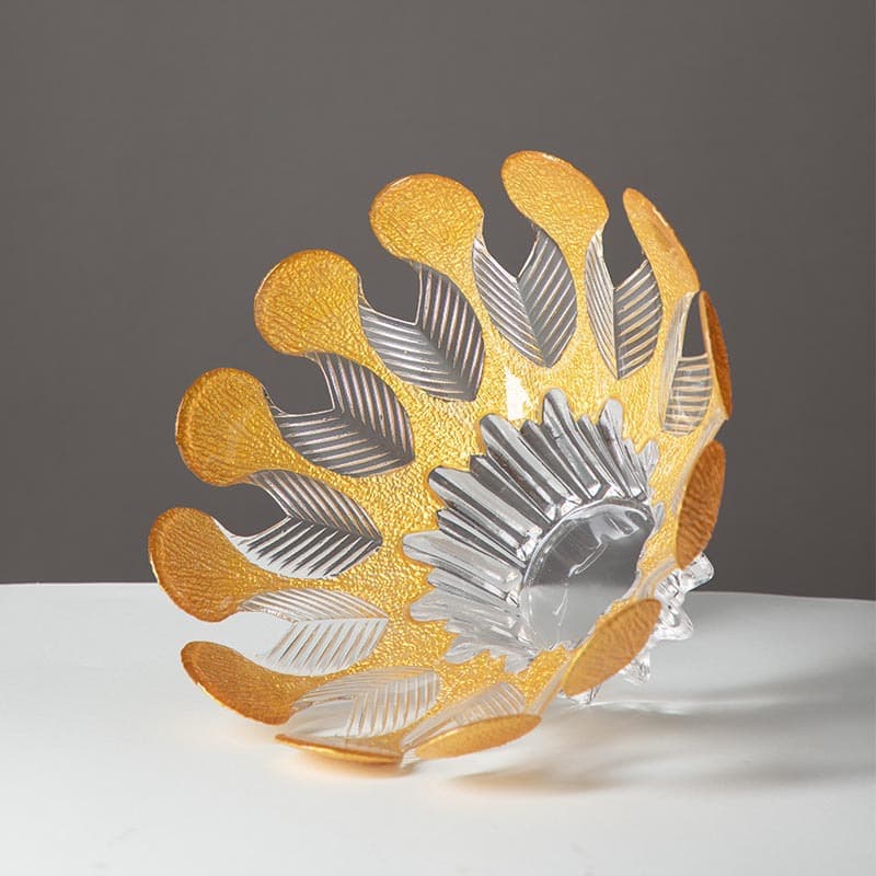 Crystal Glass High-End Fruit Bowl Luxury Decorative Petal-Shaped Fruit Dish European Style for Home