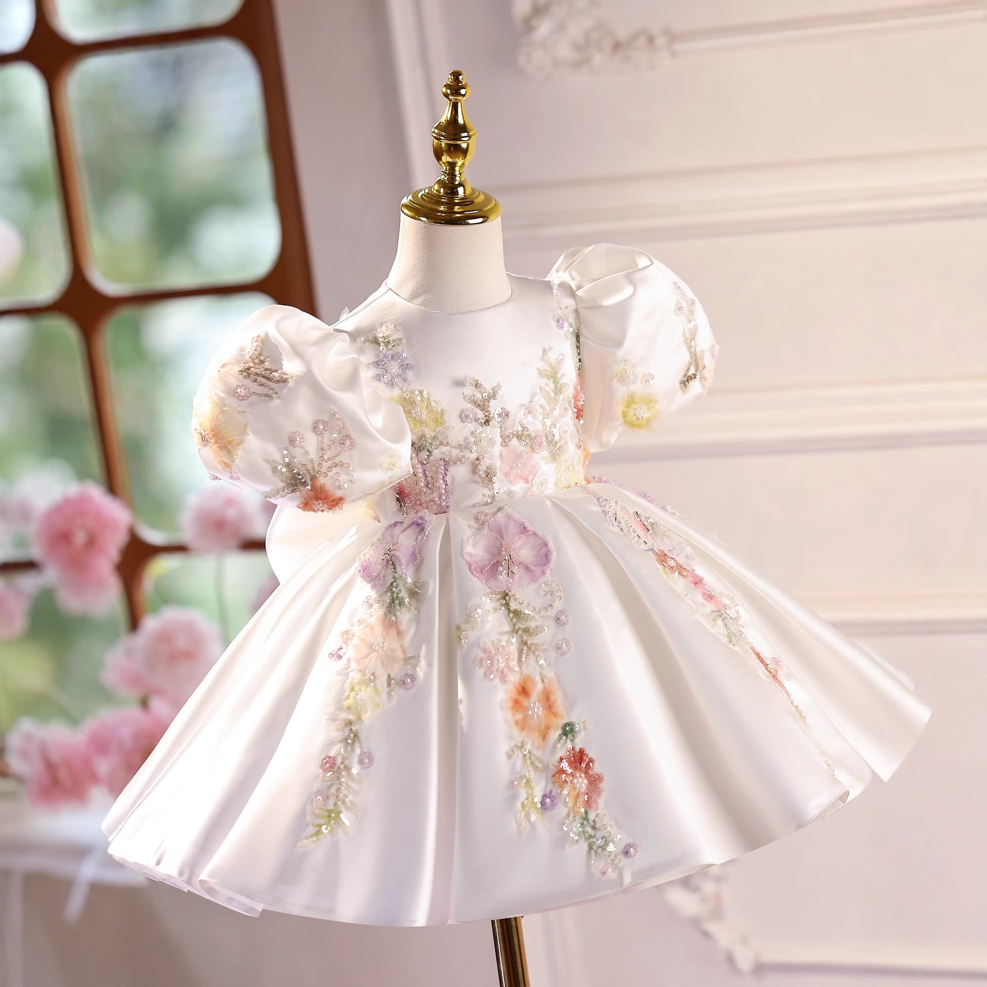 Host Dress for Girls Piano Performance Outfit Light Luxury Unique Flower Girl Wedding Toddler Princess Dress