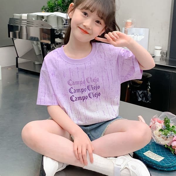 Girls' short-sleeved T-shirt new style, stylish and comfortable, girls' summer clothes, children's Internet celebrity fashionable tops, summer half-sleeved children's clothes