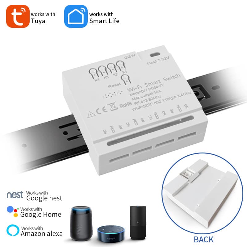Tuya Smart APP four-channel 12V24V 220V four-way smart switch smartlife alexa