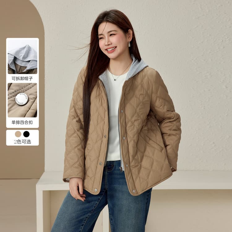 [Hooded Quilted Cotton Coat with Warmth Retention] Xianlixiu Plus Size Women's Versatile Jacket for Winter, New Arrival for Curvy Women