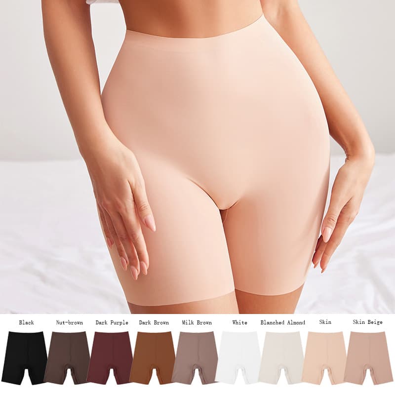 Plus-size, high-waisted women's leggings, one-piece design, anti-exposure, pure cotton crotch, slim fit, 5-point safety shorts.