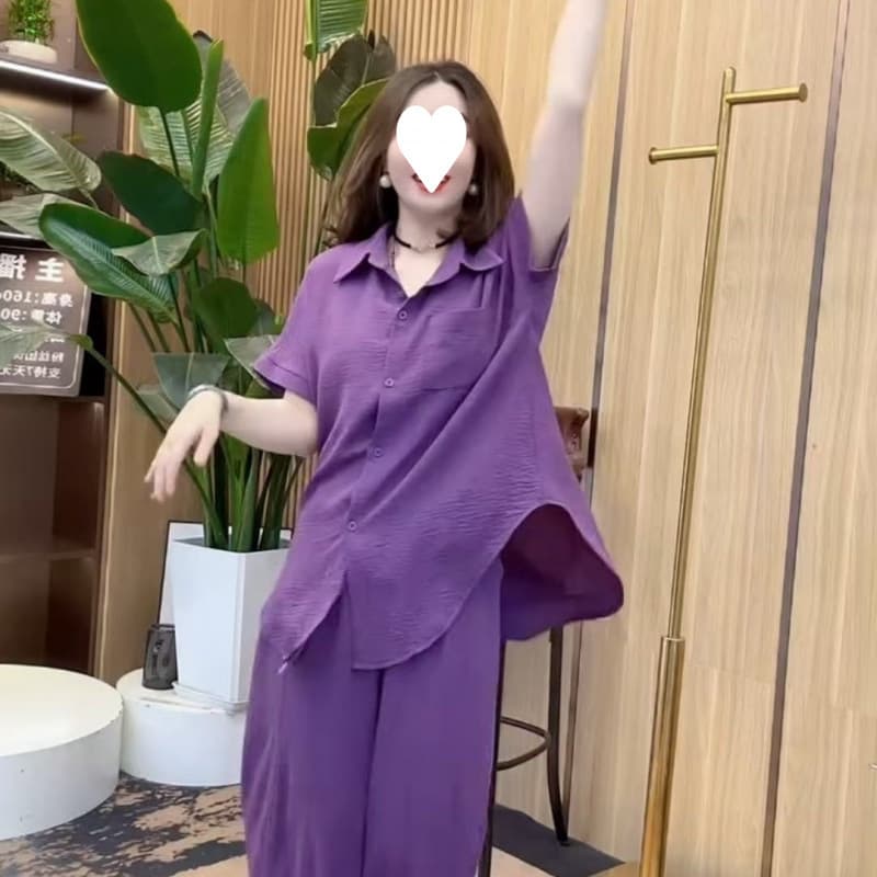 Plus Size Summer New Fashion Loose Short Sleeve Large Size Set Stylish Casual