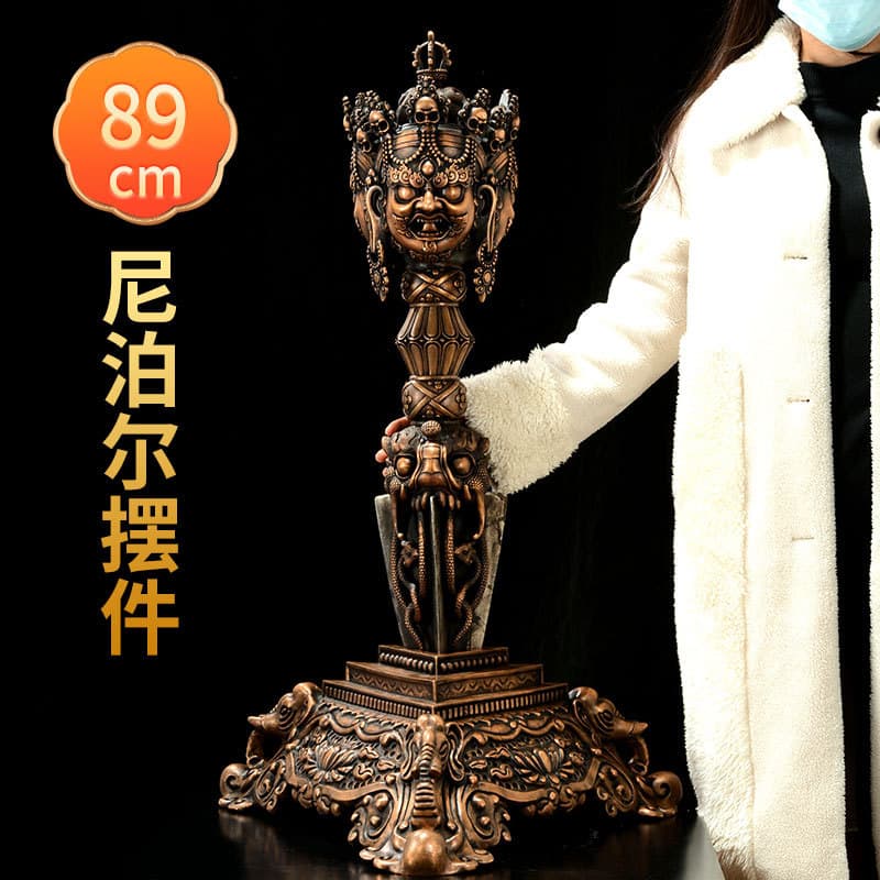 Tibetan Village Nepal Imported Three-Faced Phurba Copper Iron Vajra Kila, Indoor Home Vajra Pestle Decoration Ornament
