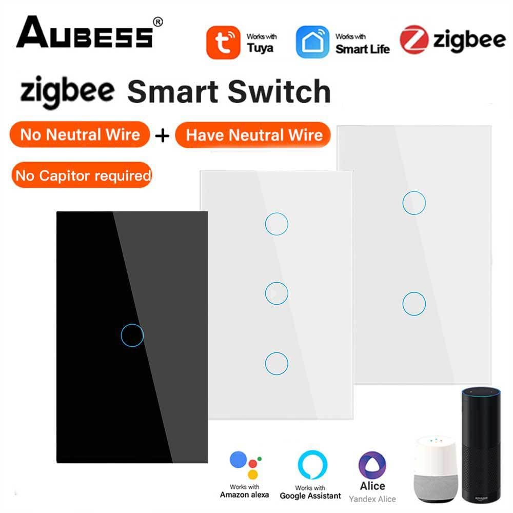 Tuya Smart Panel Switch ZigBee Universal for Live and Neutral Wires No Capacitor Needed