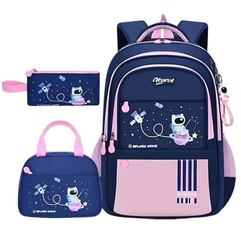 Outdoor 3-Piece Lunch Bag Backpack Set Space Astronaut Schoolbag 2026 Elementary School Student Backpack Cross-Border