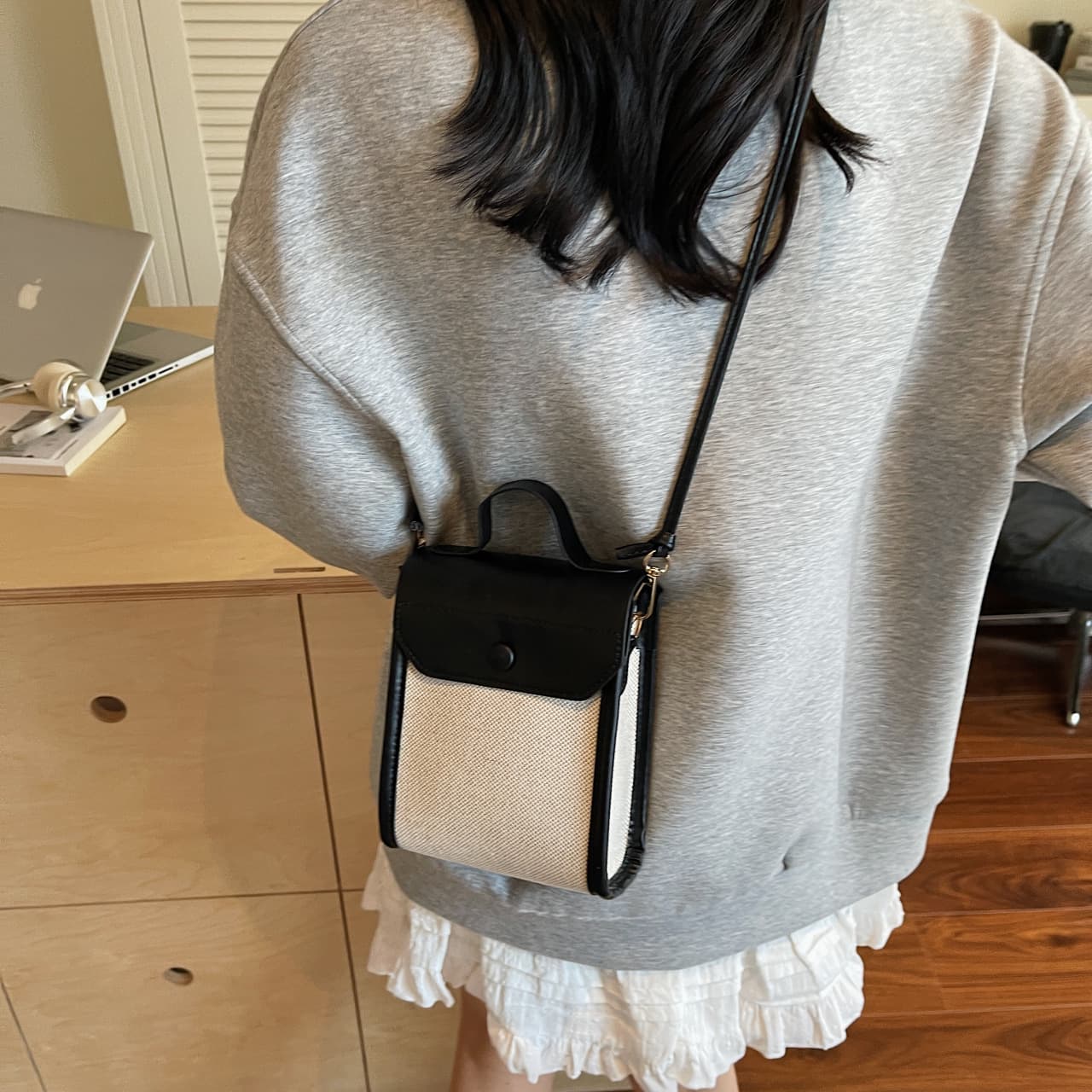 Fashion Niche Single Shoulder Bag 2025 New Style Simple PU Woven Patchwork Handbag Retro Textured Crossbody Bag