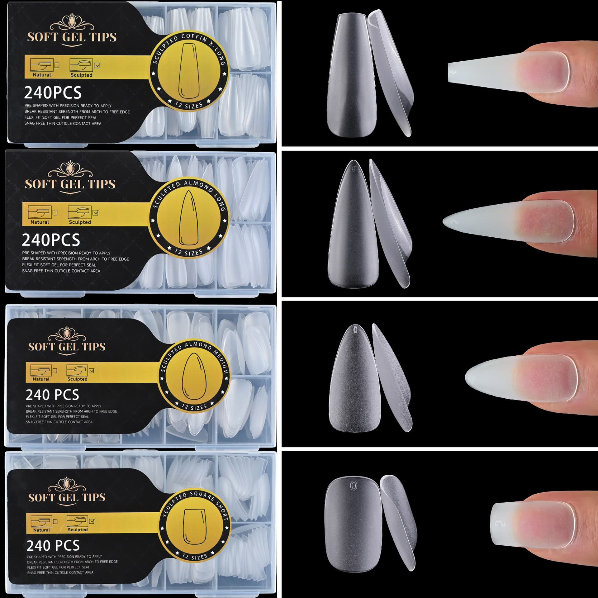 Mid-length frosted water drop almond ballet nails, light and traceless full coverage nail stickers, seamless ins cross-border hot sale