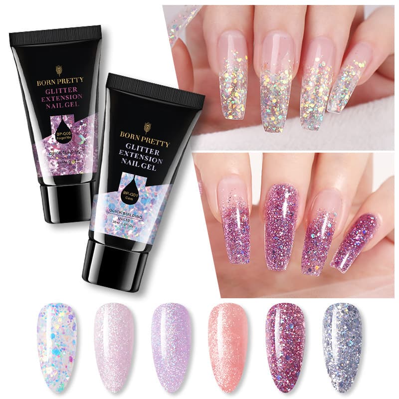 BORN PRETTY Cross-border New 30ml Nail Glitter Extension Gel Quick Nail Extension Gel