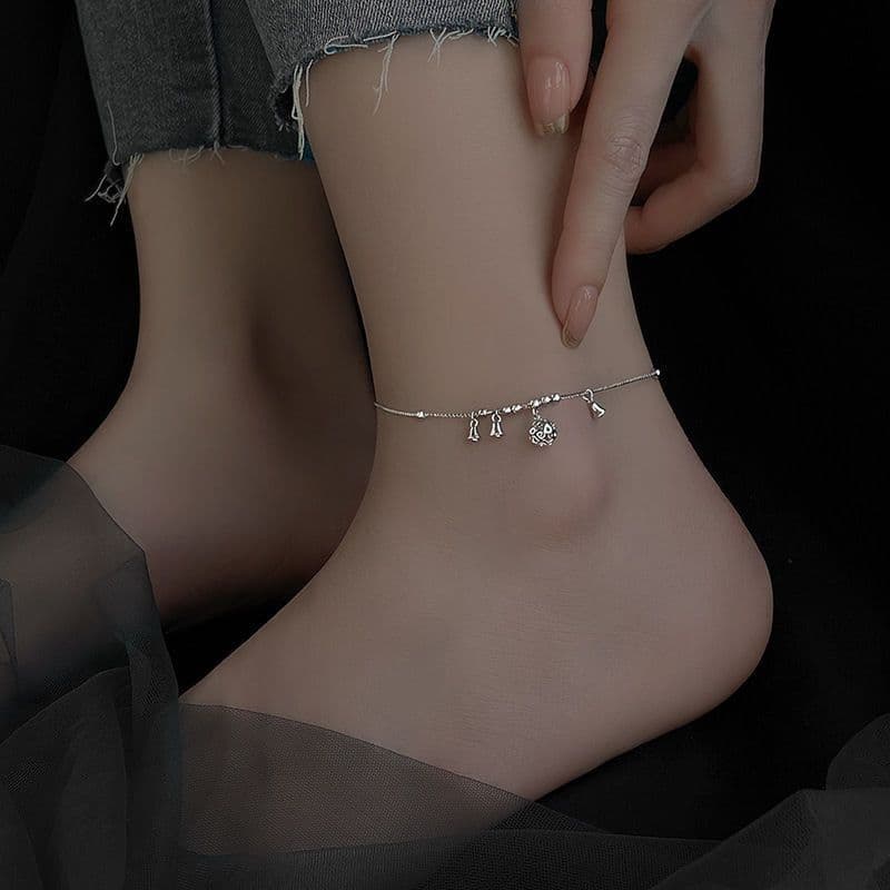 S925 Sterling Silver Hollow Palace Bell Anklet Gift Simple Versatile Niche Ins Temperament Japanese Korean High-end Sense Girlfriend