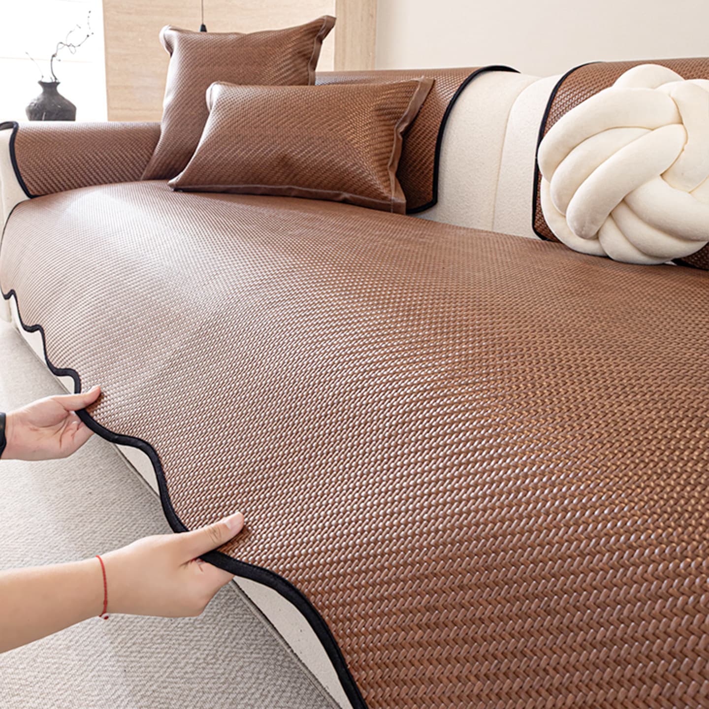 2026 New Summer Cooling Mat, Ice Rattan Shaped Cushion, Redwood Sofa Cushion, Solid Wood Sofa, Luohan Bed Seat Cushion, Rattan