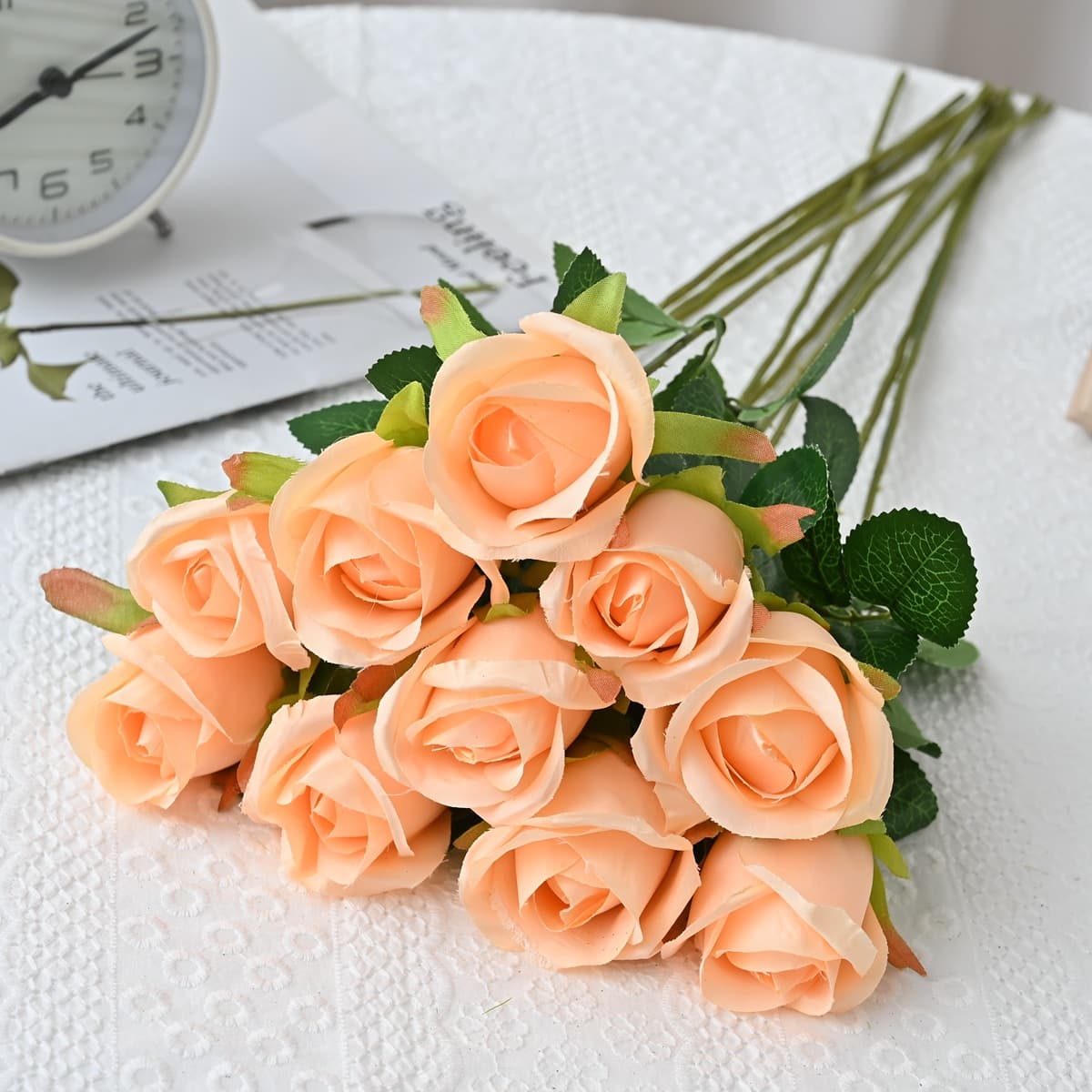 Artificial Rose for Living Room Decoration, Fake Flower Arrangement, Silk Flower Single Stem, Plastic Artificial Bouquet, Dried Flower Ornament