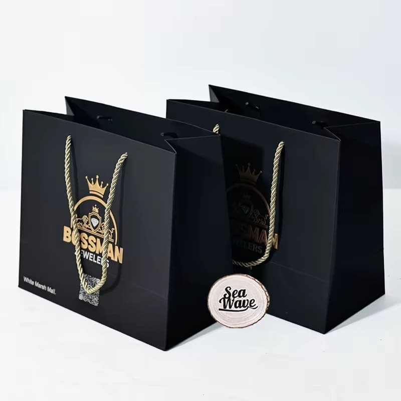 Gift Box Small Business Black Retail Your Own Print Paper Gift Bag Branded Luxury Shopping Bag