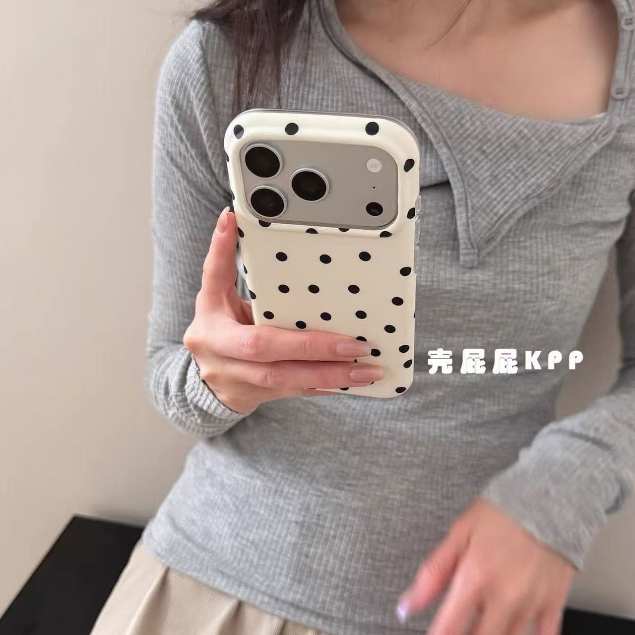 Pure Desire Gentle Cream White Minimalist Polka Dot Ins Style 15 Compatible with iPhone 17 Pro Max Apple 16 Phone Case 15