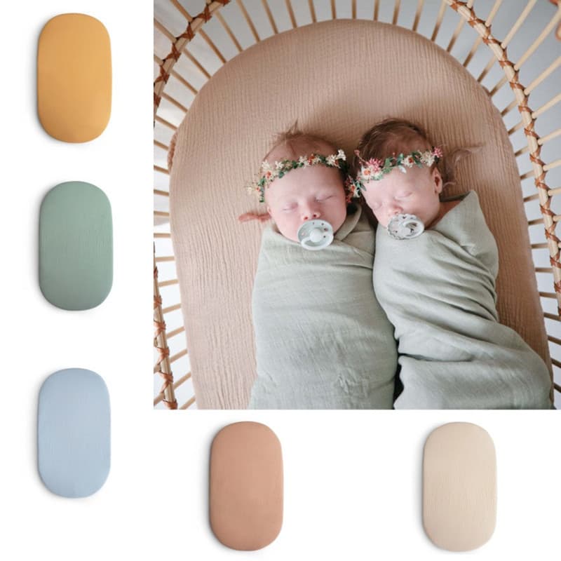 Amazon Baby Changing Table Bed Sheet Set Muslin 2-Pack Breathable Plain Weave Crib Sheet Fitted Sheet