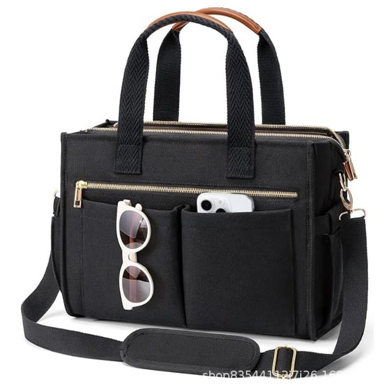 Cross-border Women's Canvas Tote Bag Large Shoulder Bag Laptop Bag for Teacher Work Travel College
