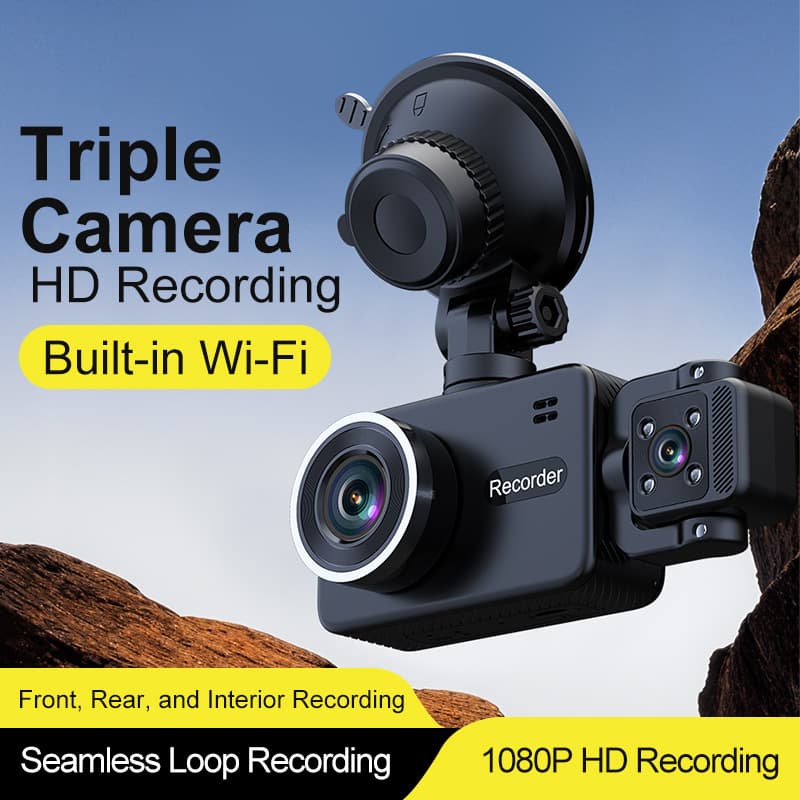 New Cross-Border Product S23 WiFi-Connected Dash Cam HD1080P High-Definition Night Vision Triple-Lens DashCam
