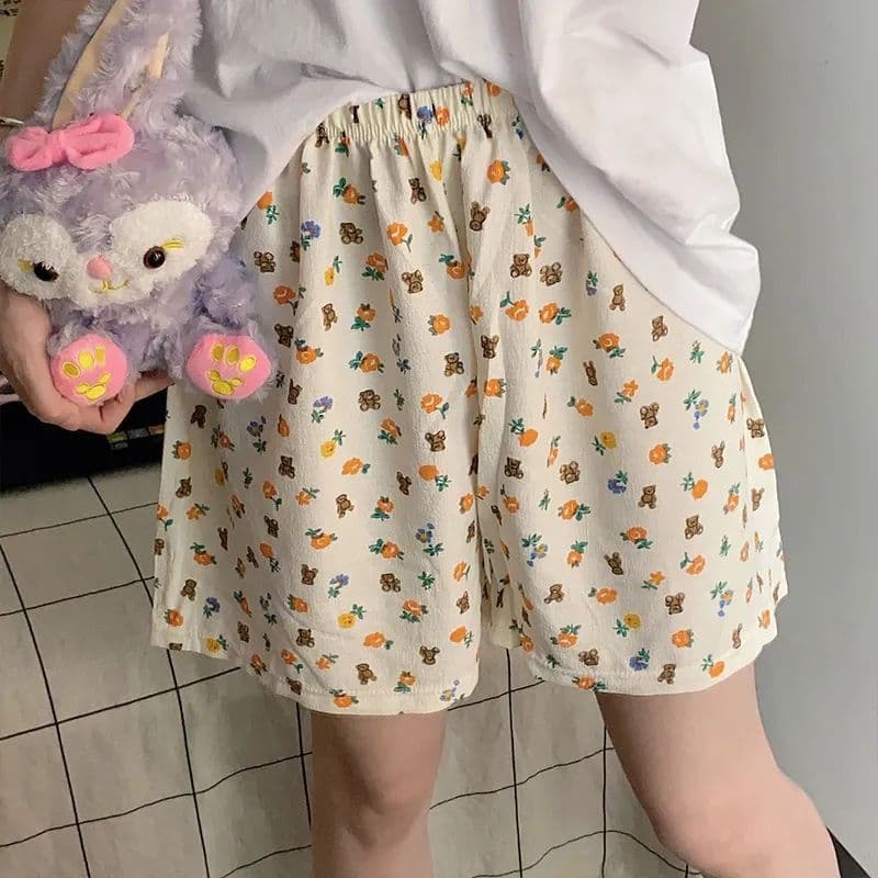 Summer Sleep Pants for Baby Girls, Cotton-Like Mosquito-Repellent Pants, Cartoon Print, Thin Style, Casual Shorts, Home Pants, Wear-Out Walking Pants