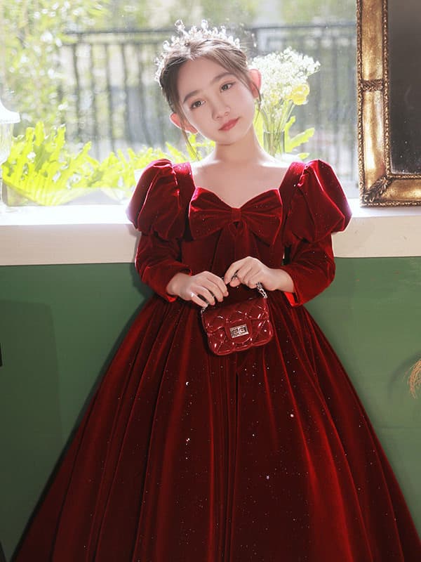Girls Red Dress 2026 New Season Piano Performance Children's Princess Dress Little Host Performance Costume Wholesale