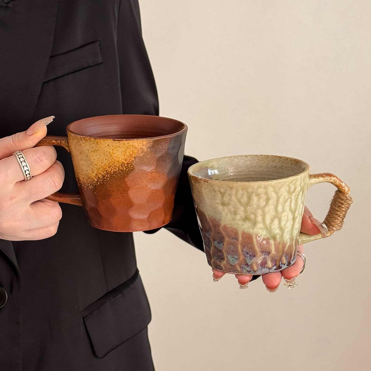 Medieval style mug ceramic cup Japanese-style household kiln-turned water cup high-end afternoon tea coffee cup men's gift