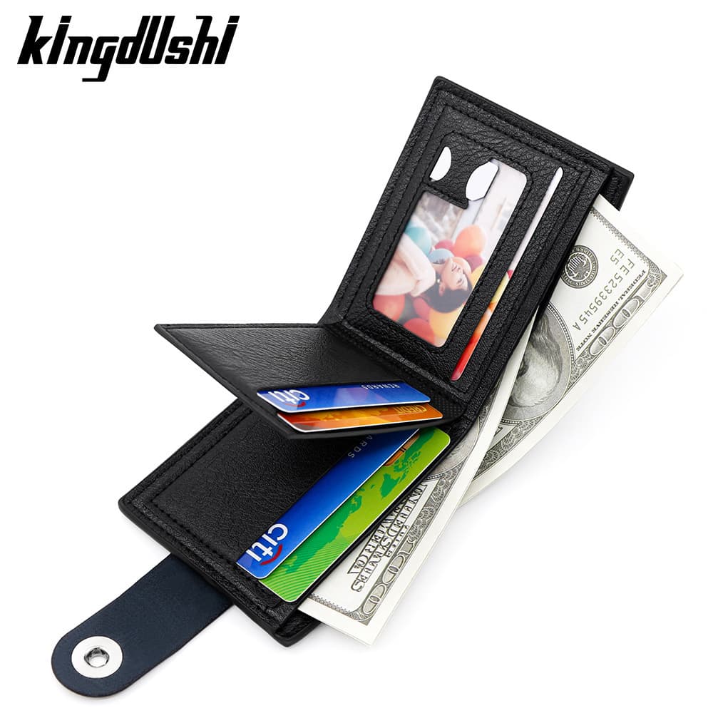 Men's short wallet, simple magnetic buckle wallet with zipper, multiple card slots, large capacity coin bag, wallet source factory