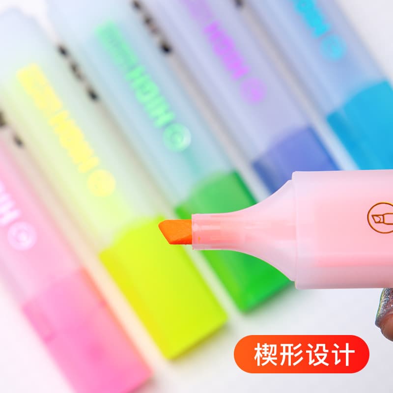 Highlighter Chisel Tip Large Capacity Colorful Marker Pen for Students, Candy Color Quick-Dry Journaling Pen