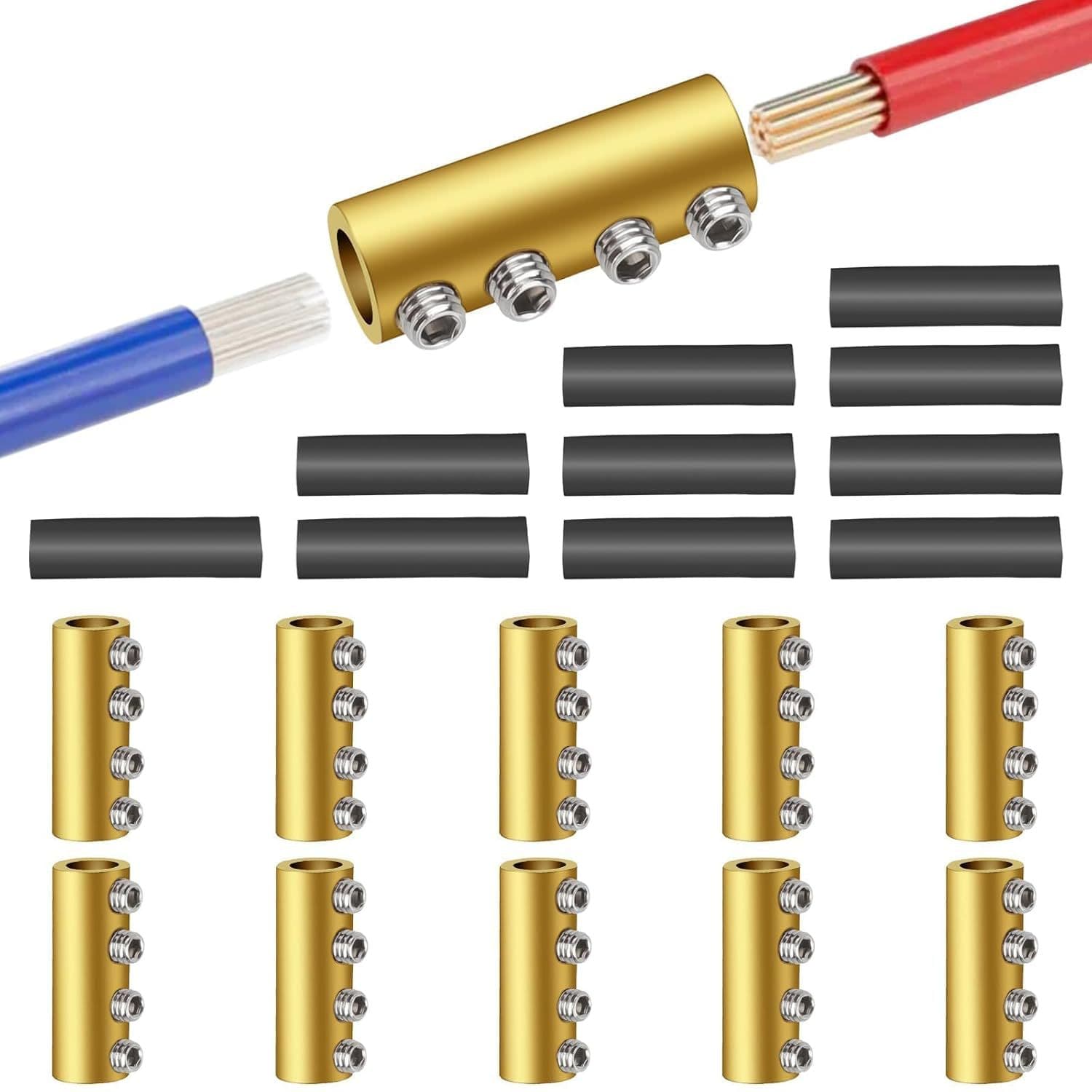 4-Pole Terminal Block Connector 80Amp Waterproof Heat Shrink Tube Quick Connect Wire Current Copper Connector 6AWG