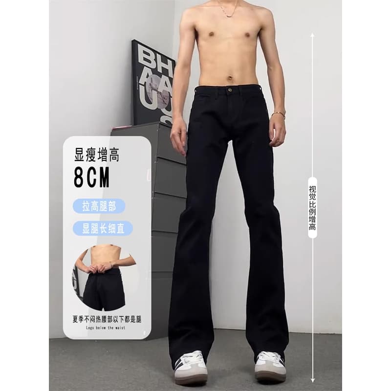 Black Scimitar Boot Jeans Autumn Men's Slim Fashionable Pants Slimming Leg-Long Straight Pants