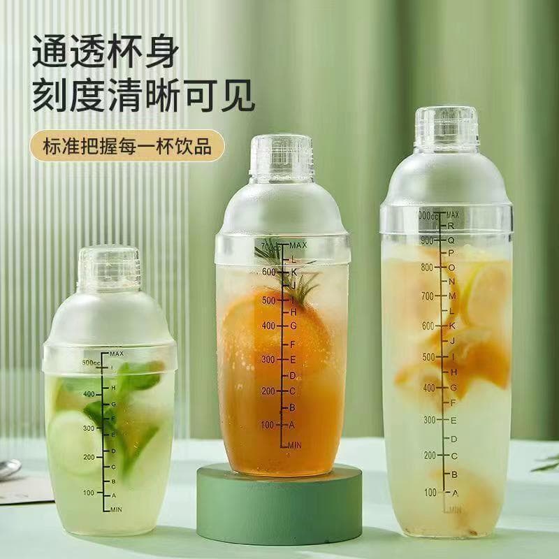 Shaker cup, hand-shaken lemon tea shaker set, cocktail shaker set, transparent double-scale shaker cup.