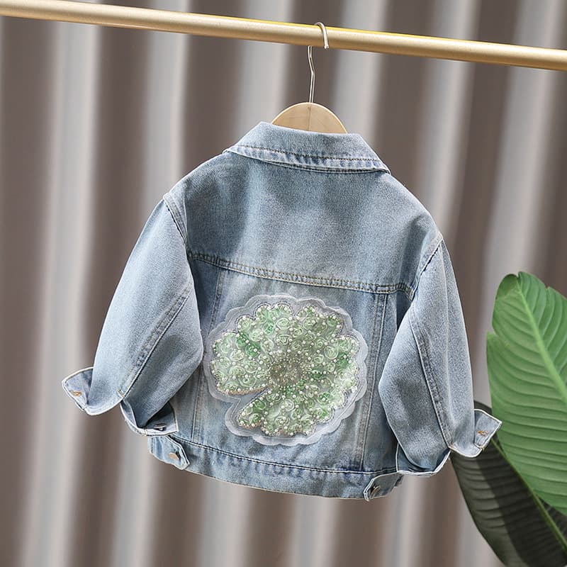 Girls denim jacket spring and autumn new style girls fashionable Korean style spring clothing baby girl tops spring cross-border