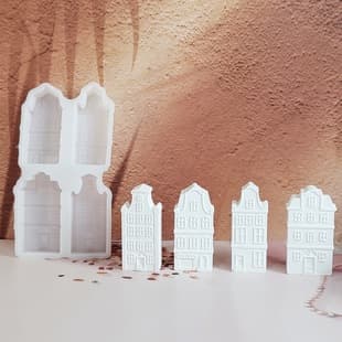 S1950 Gothic House Set Ornament Decorative Cement Plaster Mold DIY Silicone Mold