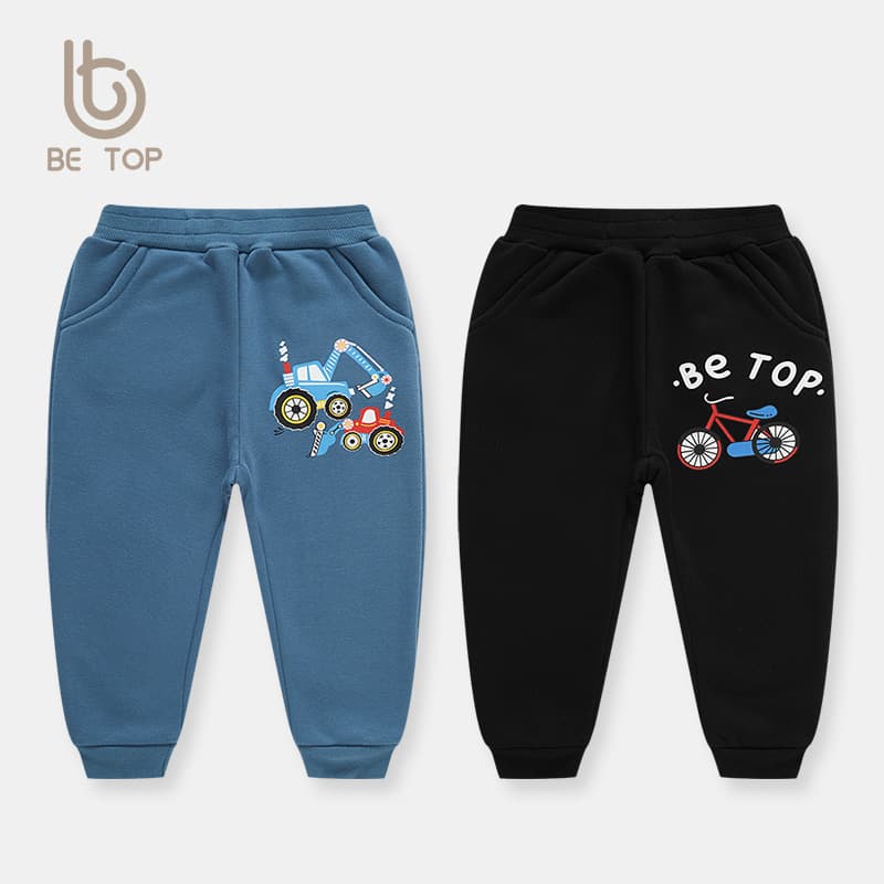Custom-made winter boys' trousers, fleece-lined, new style, solid color sports pants for toddlers and preschoolers, Korean style, wholesale and samples available.