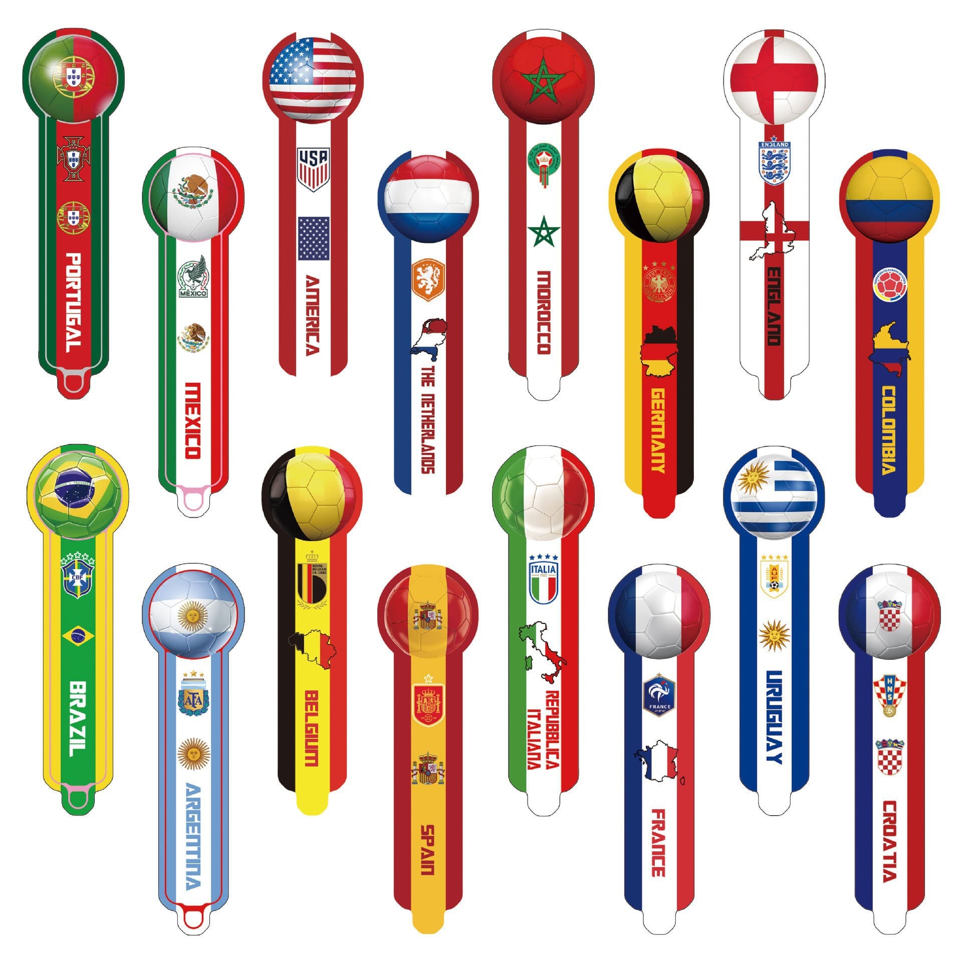 New World Cup Balloon National Hand Stick Cheer Stick European Cup Atmosphere Decoration Aluminum Film Balloon