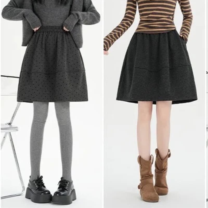Korea Dongdaemun Youthful 2025 Winter New Style Versatile Slimming Internet Celebrity Wool Blend Half Skirt Flower Bud Elegant High Waist