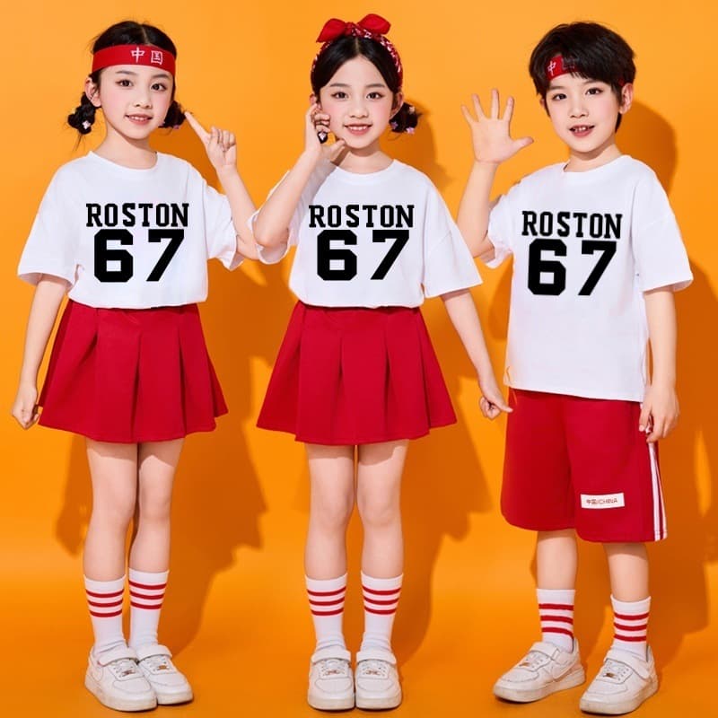 Children's Cheerleading Performance Outfit for Girls and Boys Hip Hop Street Dance Suit for School Sports Events