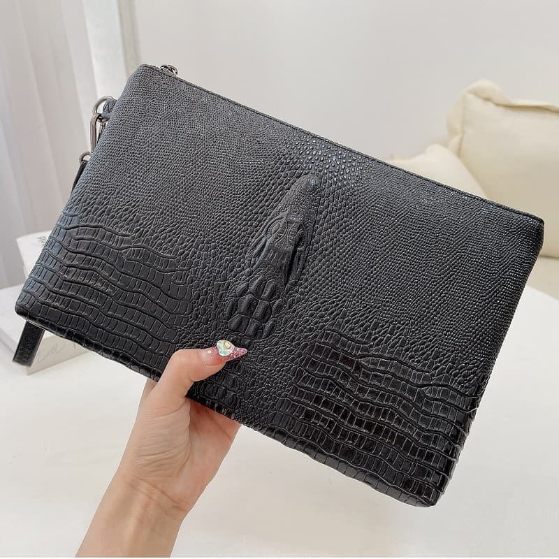 Men's Casual Large Capacity Leather Wallet Soft Leather Embossed Business Coin Purse Fashionable Youth Social Bag