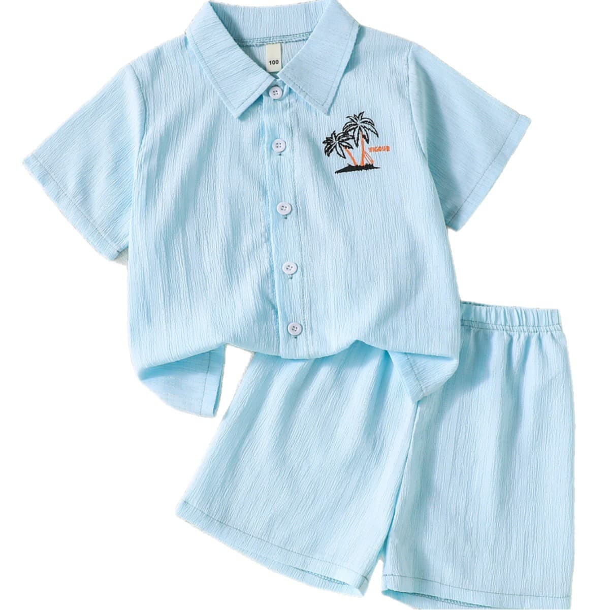 2025 Summer Boys' Fashion Casual Printed Short-Sleeve Shirt Set